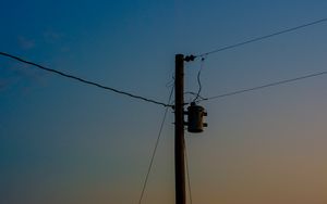 Preview wallpaper pole, wires, night, moon, dark