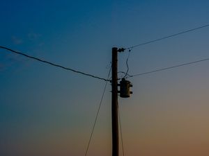 Preview wallpaper pole, wires, night, moon, dark