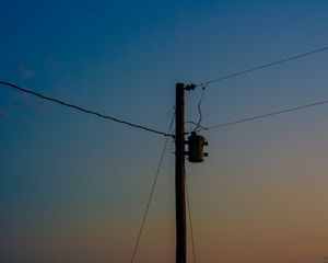 Preview wallpaper pole, wires, night, moon, dark