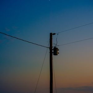 Preview wallpaper pole, wires, night, moon, dark