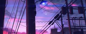 Preview wallpaper poles, wires, art, twilight, sky