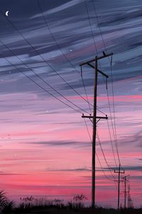 Preview wallpaper poles, wires, night, art