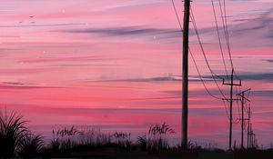 Preview wallpaper poles, wires, night, art