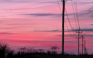 Preview wallpaper poles, wires, night, art