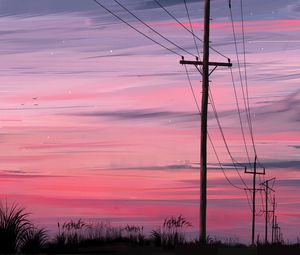 Preview wallpaper poles, wires, night, art