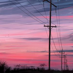 Preview wallpaper poles, wires, night, art