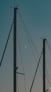 Preview wallpaper poles, wires, sky, moon, dark