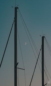 Preview wallpaper poles, wires, sky, moon, dark