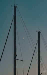 Preview wallpaper poles, wires, sky, moon, dark