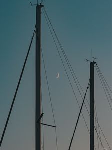 Preview wallpaper poles, wires, sky, moon, dark