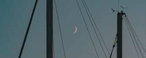 Preview wallpaper poles, wires, sky, moon, dark