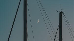 Preview wallpaper poles, wires, sky, moon, dark