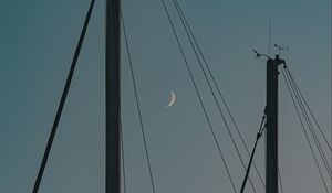 Preview wallpaper poles, wires, sky, moon, dark