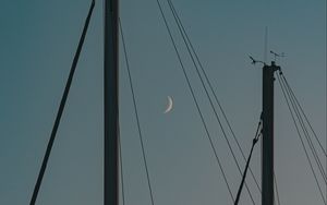 Preview wallpaper poles, wires, sky, moon, dark
