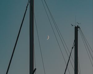 Preview wallpaper poles, wires, sky, moon, dark