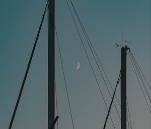 Preview wallpaper poles, wires, sky, moon, dark