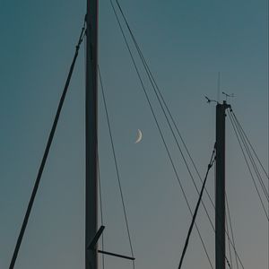 Preview wallpaper poles, wires, sky, moon, dark