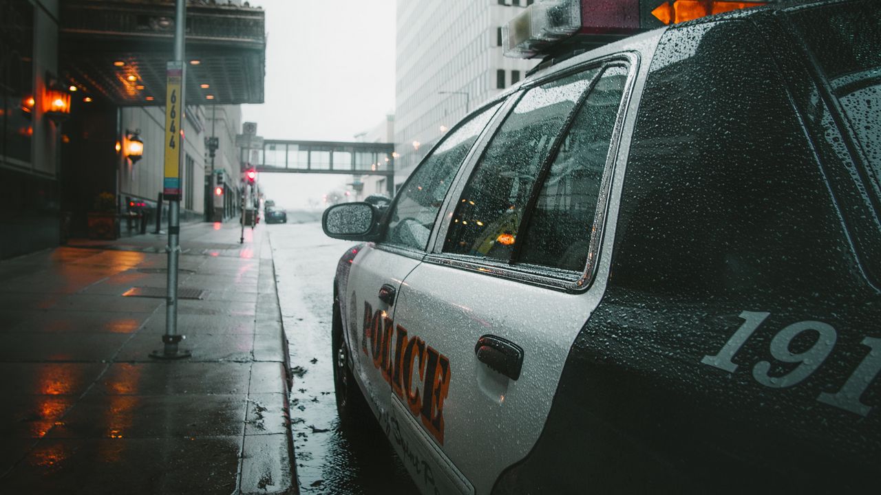 Wallpaper police, car, street, city, rain