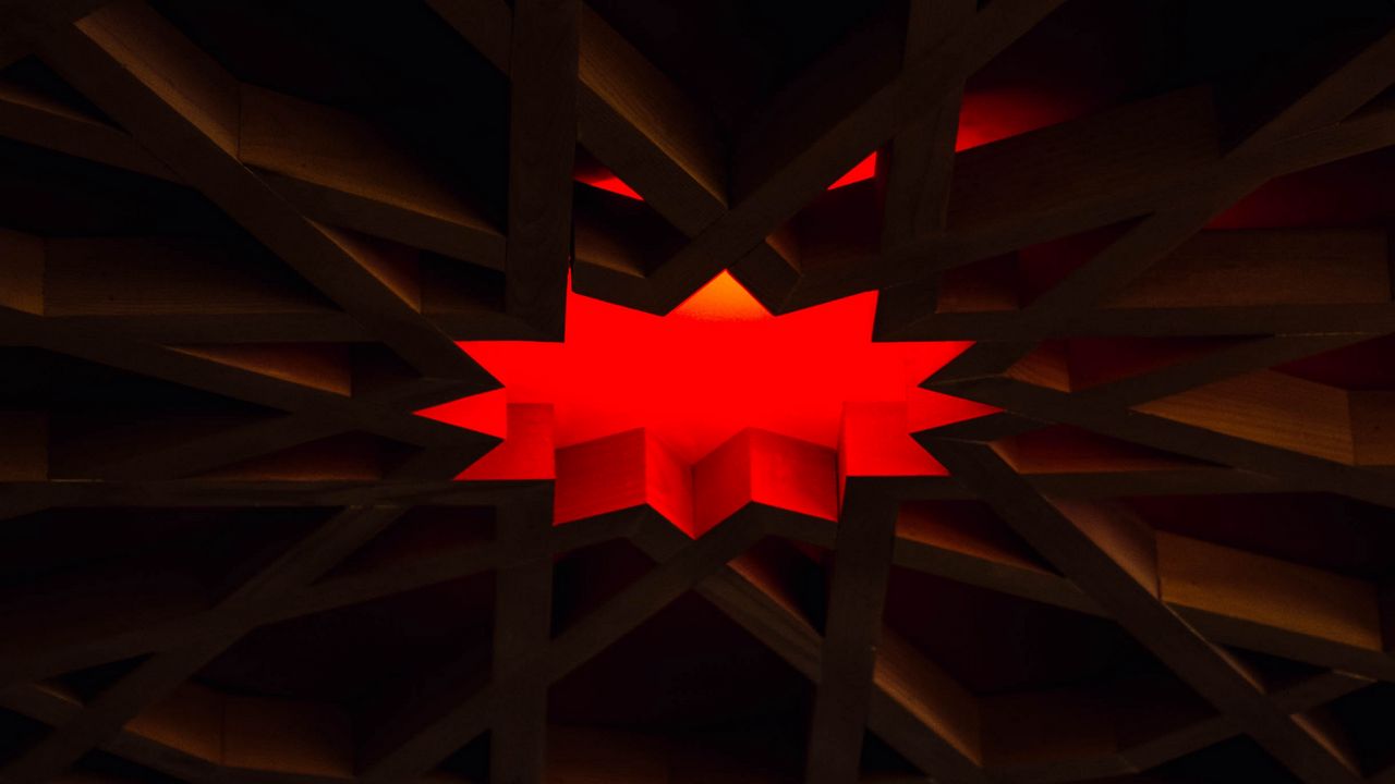 Wallpaper polygon, design, red, dark