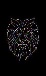 Preview wallpaper polygon, lion, colorful, black