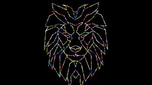 Preview wallpaper polygon, lion, colorful, black