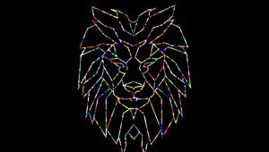 Preview wallpaper polygon, lion, colorful, black