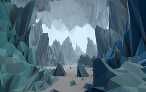 Preview wallpaper polygon, low poly, art, mountains, sand