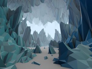 Preview wallpaper polygon, low poly, art, mountains, sand