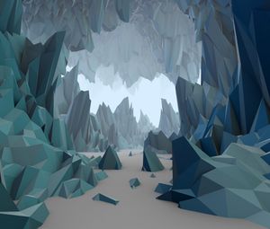 Preview wallpaper polygon, low poly, art, mountains, sand