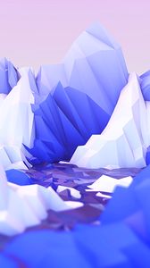 Preview wallpaper polygon, mountains, art, lilac, white