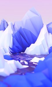 Preview wallpaper polygon, mountains, art, lilac, white