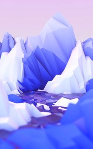 Preview wallpaper polygon, mountains, art, lilac, white