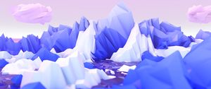 Preview wallpaper polygon, mountains, art, lilac, white