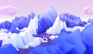 Preview wallpaper polygon, mountains, art, lilac, white