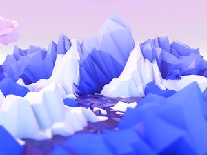 Preview wallpaper polygon, mountains, art, lilac, white