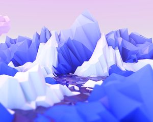 Preview wallpaper polygon, mountains, art, lilac, white