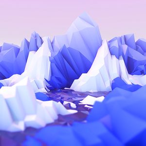 Preview wallpaper polygon, mountains, art, lilac, white