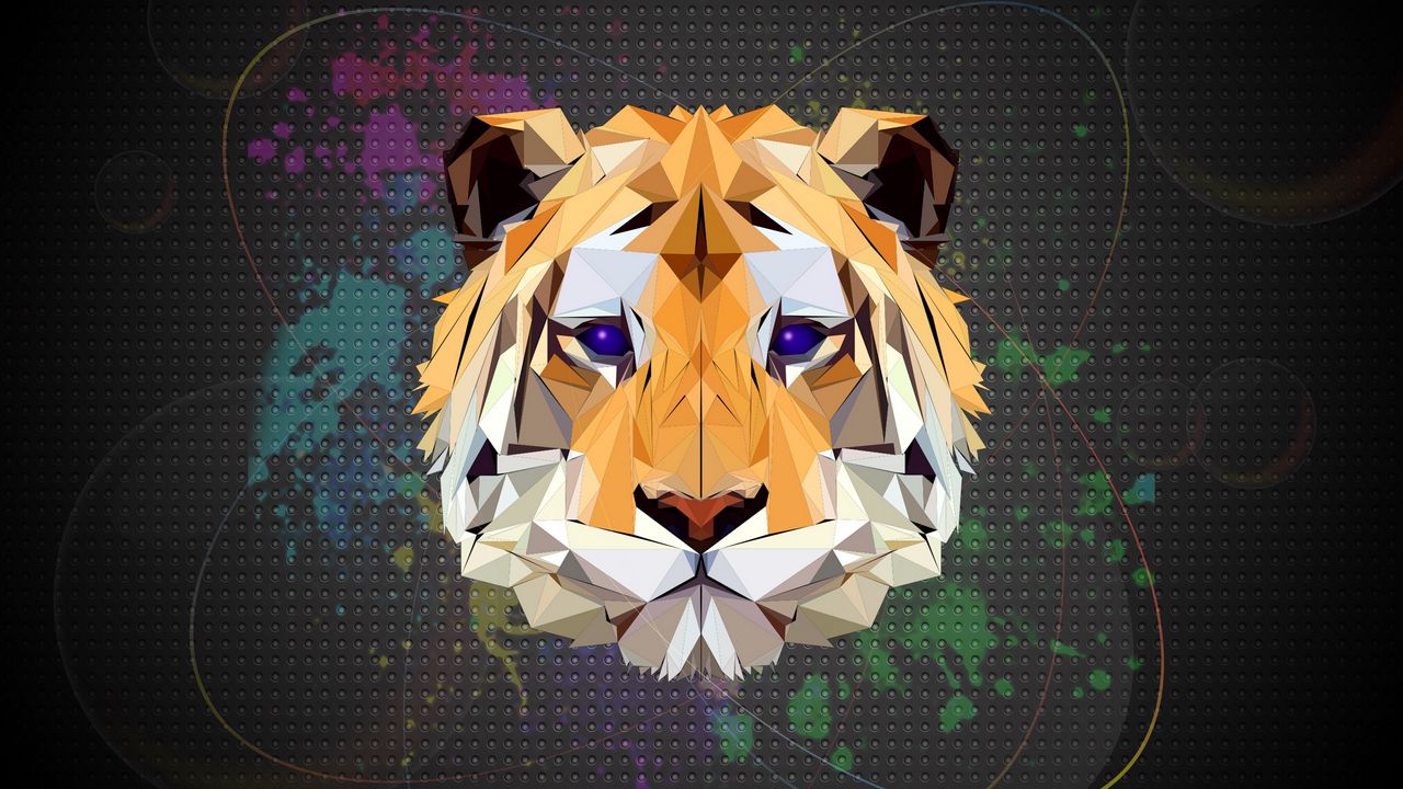 Wallpaper polygon, tiger, art, graphics