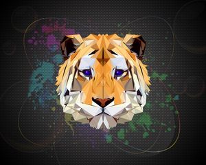 Preview wallpaper polygon, tiger, art, graphics