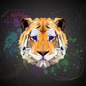 Preview wallpaper polygon, tiger, art, graphics