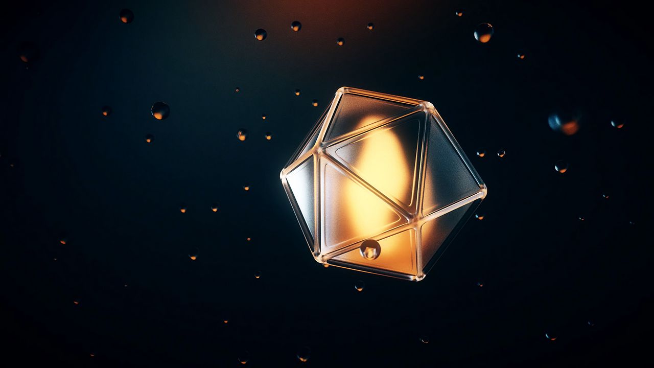 Wallpaper polyhedron, shape, bubbles, volumetric, 3d