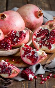 Preview wallpaper pomegranate, fruit, berries, dishes, still life