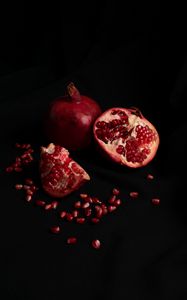 Preview wallpaper pomegranate, fruit, dark, black