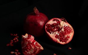 Preview wallpaper pomegranate, fruit, dark, black