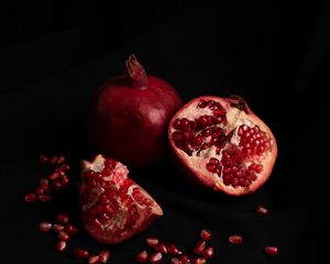 Preview wallpaper pomegranate, fruit, dark, black