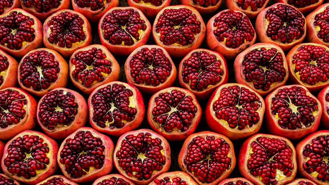 Wallpaper pomegranate, fruit, red, ripe