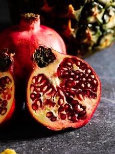 Preview wallpaper pomegranate, fruit, wedge, ripe