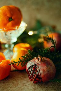 Preview wallpaper pomegranate, tangerines, fruits