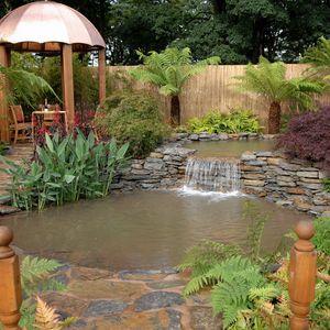 Preview wallpaper pond, arbor, falls, garden, registration