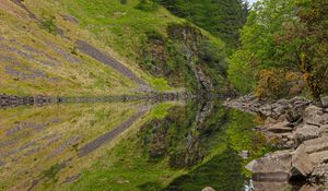 Preview wallpaper pond, landscape, slope, reflection, trees, nature